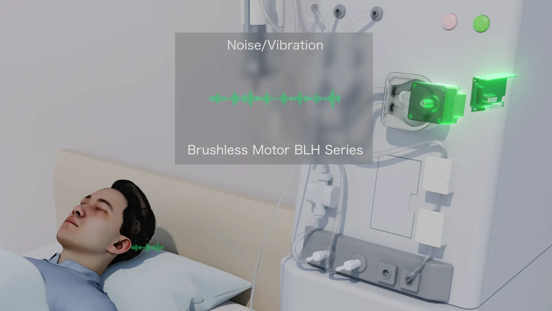 Image of medical equipment in operation with noise and vibration greatly reduced by the BLH Series brushless motor.